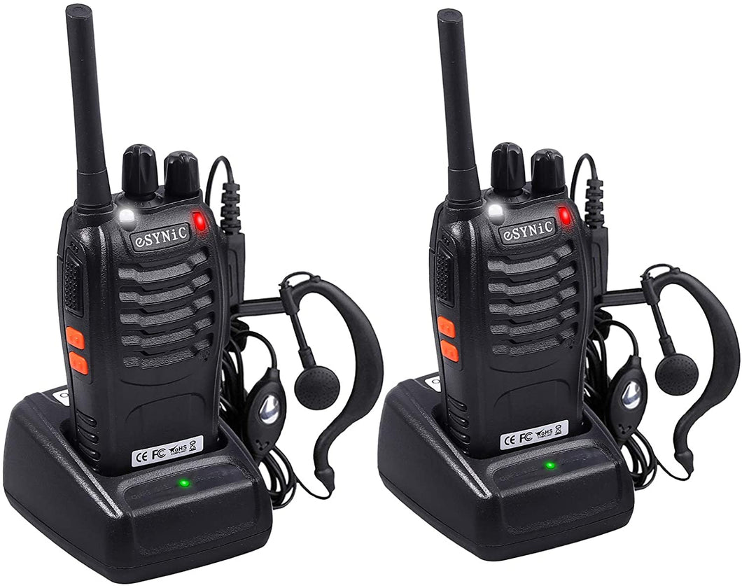 Nestling ESYNiC Paio Walkie Talkie Ricaricabile VOX Radio PMR 446MHz 0.5W Frequenza Civile Ricetrasmittente Portatile 16 Canali Singola Banda Woki Toki con USB Caricabatterie per Negozio Sopravvivenza Ciclismo