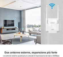 Carica l'immagine nel visualizzatore di Gallery, JOOWIN Ripetitore WiFi 300Mbps WiFi Extender 2.4GHz Wireless Amplificatore WiFi, Modalità Ripetitore/Router/AP/Bridge, Ripetitore WiFi potente con WPS, Ripetitore WiFi Ethernet White