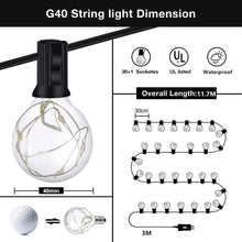 Carica l&#39;immagine nel visualizzatore di Gallery, Catena Luminosa Esterno G40 LED, GlobaLink IP65 Catene Luminose per Esterni 11.7M 30+3 G40 Lampadine LED, Luci da Esterno Decorative per Natale Nozze Matrimonio Casa Giardino Feste Estern-Bianco Caldo