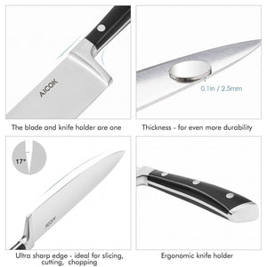 Set Coltelli, 6 Pezzi Coltelli da Cucina in Acciaio 6 pezzi, Argento - Ilgrandebazar