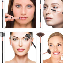 Carica l&#39;immagine nel visualizzatore di Gallery, Pennelli Make Up EmaxDesign 17 pezzi Set di pennelli per trucco Fondotinta Cipria Crème Liquido Professionali Pennelli per volto ombretti e sopracciglio (Oro Rosa)