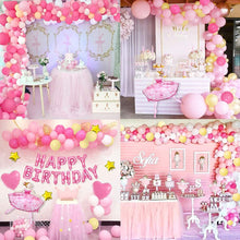 Carica l'immagine nel visualizzatore di Gallery, MMTX Palloncini Feste di Compleanno Rosa, Buon Compleanno Ballon Banner Aluminium Ballons Decorazione Festa a Tema Ragazza di Balletto Cake Topper Tatuaggi Bambini per Compleanno Baby Shower