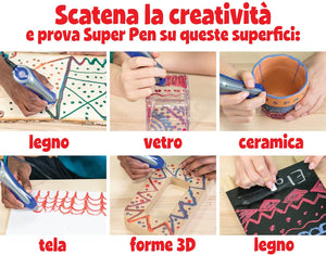 CRAYOLA- Super Pen Tigre, per sciogliere i Pastelli a Cera e Creare Disegni in Rilievo, attività Creativa e Regalo per Bambini, età 8+, Colore Argento/Verde, 25-0395
