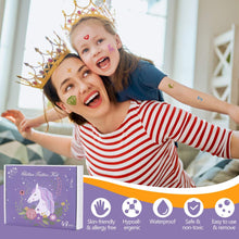Carica l&#39;immagine nel visualizzatore di Gallery, Winpok Kit Tatuaggi Temporanei, 48 Colori Tatuaggi Glitter Impermeabili Non Tossici con 203 Stencil, Tattoo Tatuaggi per Bambini Adulti Festa Carnevale, Regalo Ragazzo Ragazza