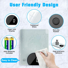 Carica l&#39;immagine nel visualizzatore di Gallery, Bilancia da Cucina, Cocoda Bilancia Cucina Digitale da 10kg, con Precisione di 1g/0,05oz e Funzione Tare, Display a LED e Vetro Temperato, 4 Unità Bilance in g e oz per Cucina (2 Batterie Incluse) Bianco Trasparente