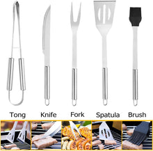 Carica l'immagine nel visualizzatore di Gallery, Utensili barbecue, isimsus Attrezzi per barbecue Acciaio Inox Set Di Attrezzi Per Barbecue Perfetti per Grill Accessori per Utensili da Barbecue, regalo perfetto per uomini, marito o papà - 5 pcs