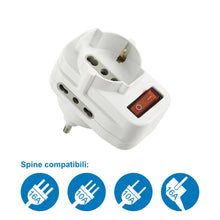 Carica l&#39;immagine nel visualizzatore di Gallery, Electraline 71033 Adattatore Multipresa Tripla con Interruttore, Spina Bianco - Ilgrandebazar