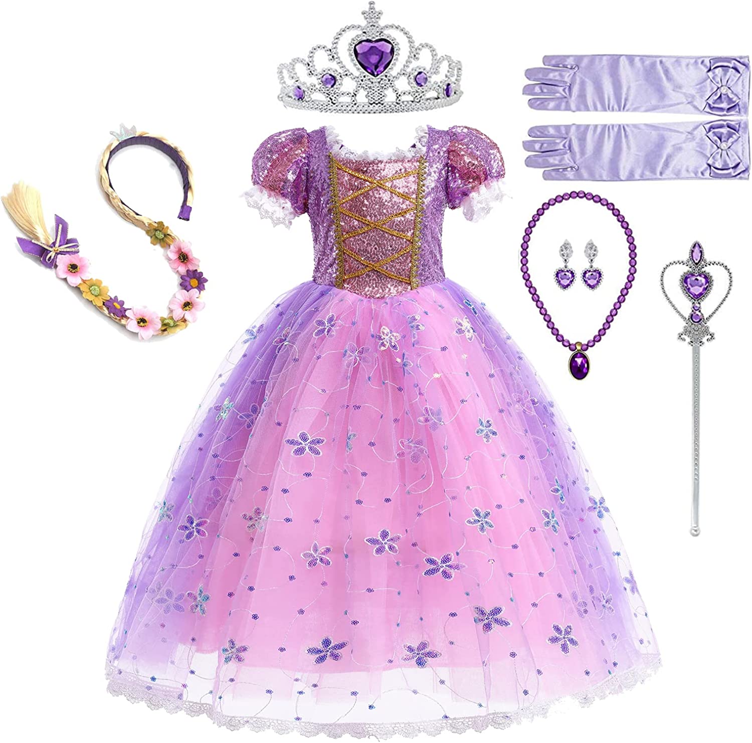 WOOLUCK Vestito Carnevale Bambina con 6 accessori Vestito Carnevale R Ilgrandebazar