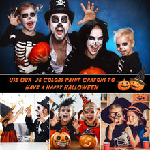 Carica l&#39;immagine nel visualizzatore di Gallery, Gifort Trucchi per Truccabimbi, 36 Colori Body Painting Kit con 4 Face Paint Stampini per Bambini, Perfetto per Carnevale, Pasqua, Natale, Halloween