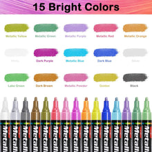 Carica l'immagine nel visualizzatore di Gallery, Gafild Pennarelli Metallic Marker Penne, Pennarelli a Vernice Acrilica 15 Colori Impermeabile Pittura Arte Pennarello Set per Ceramica, Tessuti, Plastica, Vetro, Metallo, Legno, Roccia, Tela, Carta