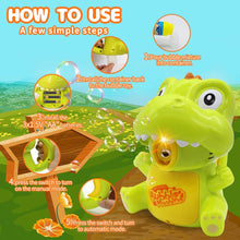 Carica l'immagine nel visualizzatore di Gallery, PUZ Toy Bubble Machine Giocattoli per Bambini Bubble Marker Giocattoli Regali per 3-8 Anni Ragazze Bolle per bomboniere Giocattoli Dinosauro per Ragazzi Giocattoli Estivi Musica a LED