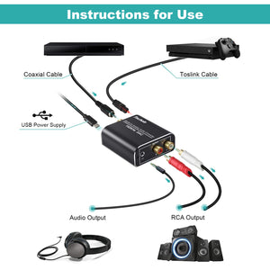 Techole Convertitore Audio Digitale 55*60*24mm, Senza controllo del volume - Ilgrandebazar