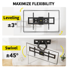 Carica l&#39;immagine nel visualizzatore di Gallery, Alphamount Supporto TV Parete per 37-75 Pollici Schermi fino a 45 kg, Staffa tv con doppie braccia, girevole, estensione e inclinazione, supporto a parete con Max VESA 600x400 mm, APLF6-E