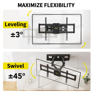 Alphamount Supporto TV Parete per 37-75 Pollici Schermi fino a 45 kg, Staffa tv con doppie braccia, girevole, estensione e inclinazione, supporto a parete con Max VESA 600x400 mm, APLF6-E