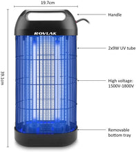 Carica l&#39;immagine nel visualizzatore di Gallery, ROVLAK Lampada Antizanzare Elettrica Zanzariera Elettrica Silenziosa Lampada Antizanzare Insetticida con Luce UV da 18W Lampada Anti Zanzare per Cucina Soggiorno Camera dei Bambini, Nero