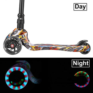 WeSkate Monopattino Bambini a 3 Ruote Illuminate per Ragazze e Ragazzi Monopattino Pieghevole e Regolabile in Altezza, Carico Massimo 50 kg