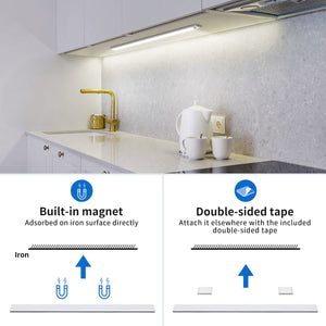 OUILA Luce Armadio LED, Armadio Led con Sensore di Movimento, Magnetica Ricaricabile Luce Led Sottopensile Dimmerabile Lampada per Cucina Scale Corridoio Soggiorno Bagno Camere da Letto (6000K)