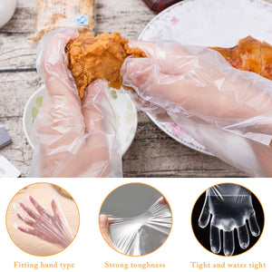 Guanti in polietilene di plastica usa e getta, pulizia da 100 pezzi Preparare la decorazione alimentare ecc