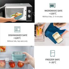 Carica l&#39;immagine nel visualizzatore di Gallery, Diboniur Lunch Box, Porta Pranzo con Posate, 1400ml Bambino Adulto Bento Box con 3 Scomparti, Schiscetta Contenitore Pranzo per Microonde Lavoro Picnic Ufficio (Blu)