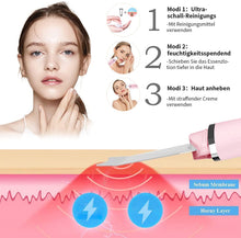 Carica l'immagine nel visualizzatore di Gallery, Dispositivo di peeling ad ultrasuoni Cantik, scrubber per la pelle, detergente per pori peeling ad ultrasuoni, detergente per la pelle agli ioni di rimozione dell'acne per la pulizia del viso（rosa）