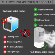 Carica l'immagine nel visualizzatore di Gallery, Mini Condizionatore Portatile Raffrescatore Evaporativo Umidificatore Purificatore Raffreddatore D'aria Climatizzatore Air Cooler con Raffreddamento per Casa/Ufficio/Camper 3 Velocità 2/4H Timer