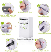 Carica l'immagine nel visualizzatore di Gallery, Winload Raffreddatore D'aria Mini, 3 in 1 Portatile Refrigeratore D'aria, Condizionatore Portatile Mini con Serbatoio Dell'acqua, 3 Velocità, Mini Evaporativo Umidificatore per Casa, Ufficio