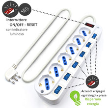 Carica l&#39;immagine nel visualizzatore di Gallery, Ewent EW3930 Multipresa 6 prese bipasso ITA /Schuko con 6 int., Bianco - Ilgrandebazar