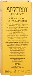 Angstrom Crema Solare Viso SPF 50+, con Filtri Solari UVA/UVB, Stimola la Produzione di Melanina con il Total Tanning System, Resistente all'Acqua, Dermatologicamente Testato, 50 ml