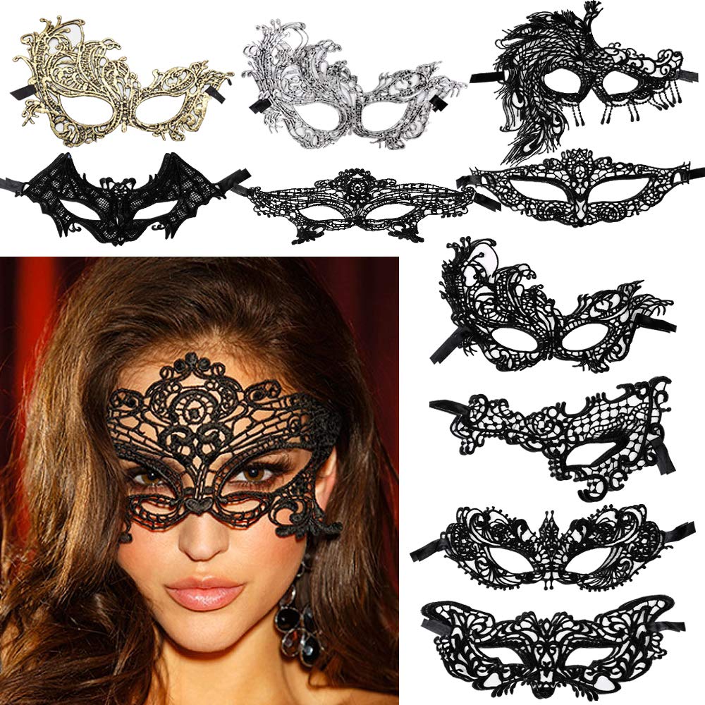 FLOFIA 4pz Maschere Carnevale Veneziane Mashcherina Pizzo Merletto... - Ilgrandebazar