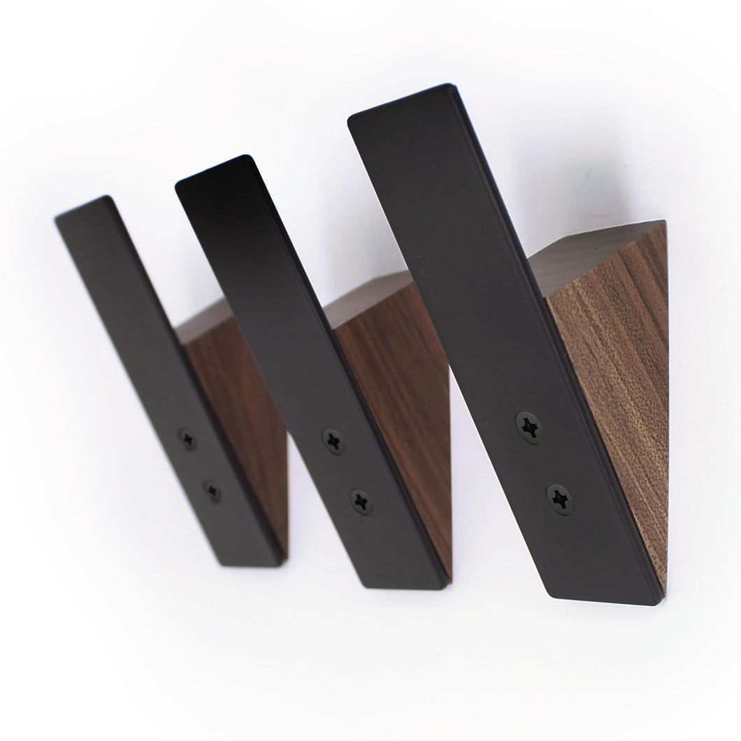ALLUSY Set 3 Ganci Appendiabiti da Parete Design Legno e Metallo - Attaccapanni da Muro Moderno - Gancio con Viti per Ingresso, Cucina - Appendi Accappatoio Bagno