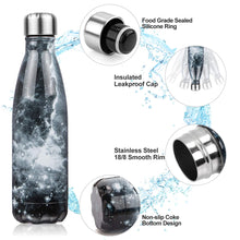 Carica l&#39;immagine nel visualizzatore di Gallery, Bottiglia Acqua in Acciaio Inox - 350/500/750ml, 500ml, Nero Galassia - Ilgrandebazar