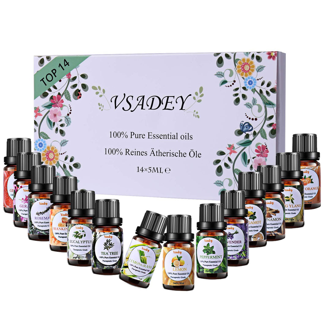 VSADEY Oli Essenziali di Aromaterapia Top 14 Olio Essenziale per Diffusori... - Ilgrandebazar
