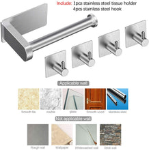Carica l'immagine nel visualizzatore di Gallery, Yosemy Porta Carta Igienica Senza Foratura con 4 pcs Ganci Porta Rotoli Carta Igienica Adesivo per Bagno Toilette Porta Carta Igienica 3M Acciaio Inox SUS 304 Porta Rotolo Carta Igienica