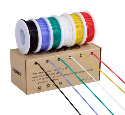 Cavo elettrico 18 AWG, kit 18 awg, Nero, Bianco, Rosso, Blu Verde, Giallo - Ilgrandebazar