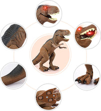 Carica l'immagine nel visualizzatore di Gallery, Baztoy Dinosauro Telecomandato Giocattolo - Giochi Animali T Rex Drago Gadget con funzione Spruzzare e Suoni per Bambini Educativi Compleanno Natale Regali Ragazzi Ragazze 3 4 5 6 7 8 9 10 11 12 Anni Marrone