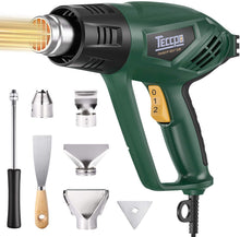 Carica l'immagine nel visualizzatore di Gallery, Pistola ad Aria Calda 2000W, TECCPO Pistola Termica Professionale, 400℃-250L/min, 550℃-500L/min, Riscaldamento Rapido, Perfetto per Restringere il PVC, con 7 Accessori -TAHG01P
