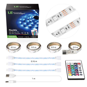 LE Striscia LED RGB 2m 5050 SMD, Luminosa USB TV RGB, - Ilgrandebazar