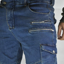 Carica l'immagine nel visualizzatore di Gallery, CBBI-WCCI Uomo Pantaloni da Moto Biker Jeans Protezione Motorcycle Pantaloni Rinforzato Slim Fit Armature Pants, 4 x Pad di Protezione (M = 30W / 31L, Blu)