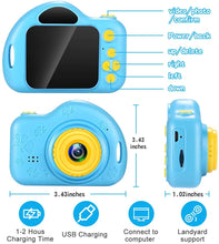Carica l'immagine nel visualizzatore di Gallery, Fotocamera per Bambini Giocattolo Videocamera Digitale per Bambini Giocattoli Regalo Per Bambini Schermo HD da 2 pollici 1080P 32 GB TF Card da 3 a 12 anni Ragazzi e Ragazze … (blu)