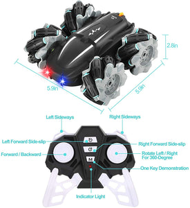 ARANEE Macchina Telecomandata, 4WD RC Auto Telecomando 360° Drift Stunt Veicolo Ricaricabile Elf con Luci Fredde, Sterzo Flessibile, RC Stunt Car per Bambini