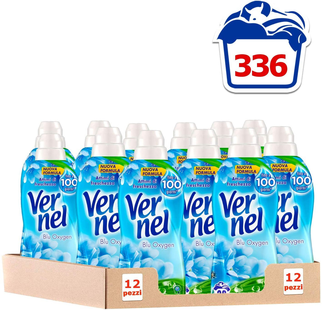 Vernel Blu Oxygen Ammorbidente Lavatrice Concentrato, Intensa Freschezza e Morbidezza, 12 x 28 Lavaggi