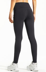 Libin Leggings Termici da Donna Inverno Leggings con Fodera in Pile Resistente all'Acqua Pantaloni Caldi Vita Alta Leggings da Trekking con Tasche, Nero, M