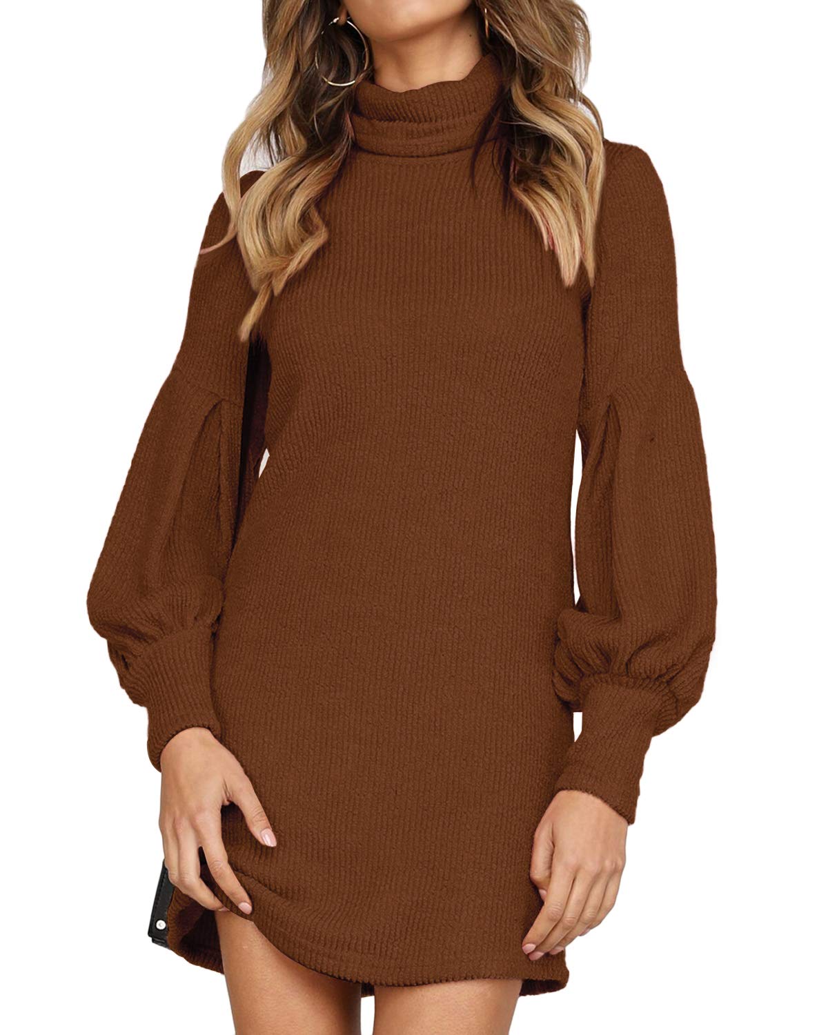 Auxo Vestito Maglione Donna Inverno Elegante Collo Alto Abito Slim