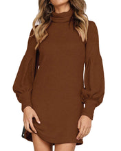Carica l&#39;immagine nel visualizzatore di Gallery, Auxo Vestito Maglione Donna Inverno Elegante Collo Alto Abito Slim Aderente... - Ilgrandebazar