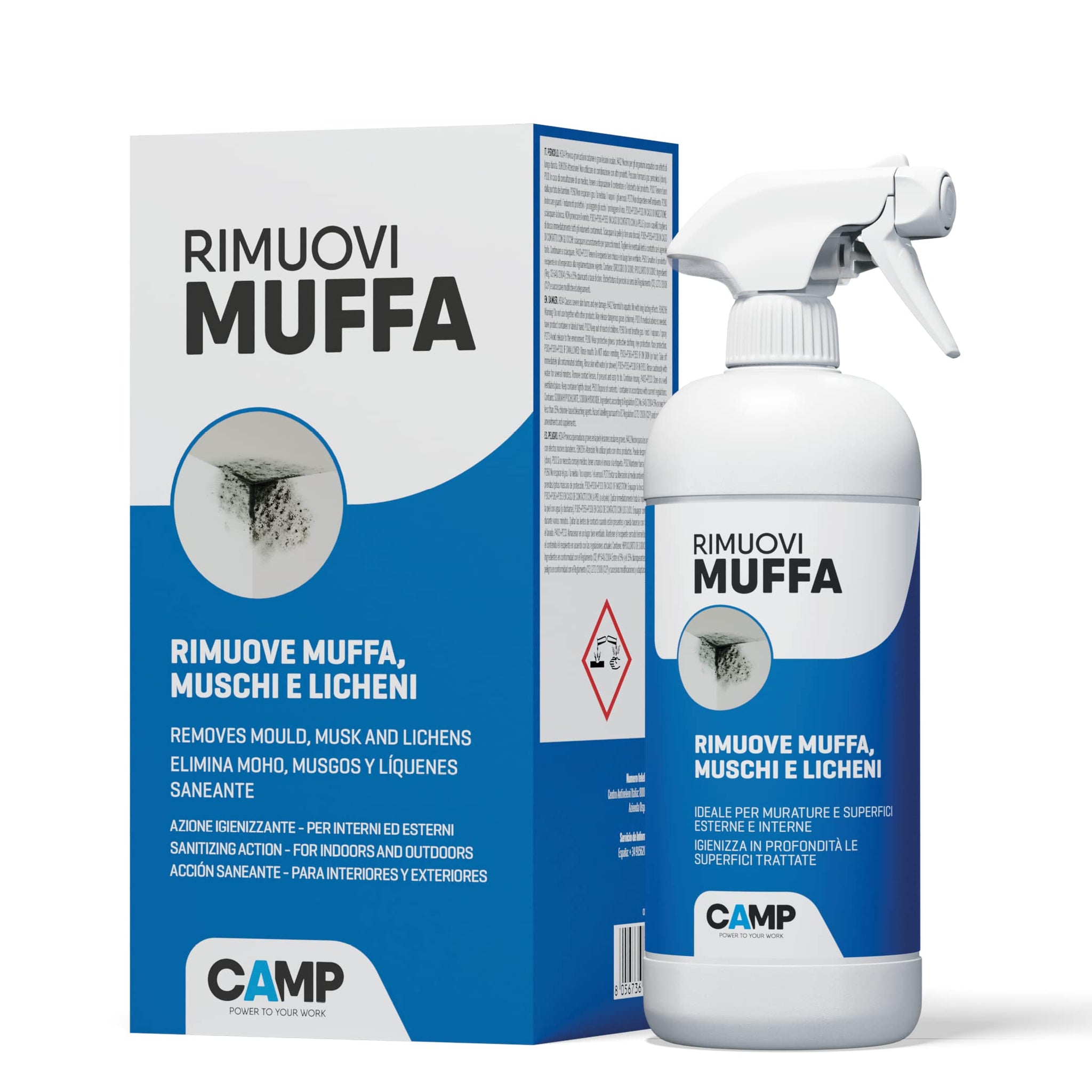 CAMP RIMUOVI MUFFA, Antimuffa igienizzante pronto all'uso, Elimina rap –