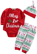 Carica l'immagine nel visualizzatore di Gallery, Carolilly 3 Pezzi Completini Bambini Natale Unisex Pagliaccetto Neonato Invernale Natale Divertente
