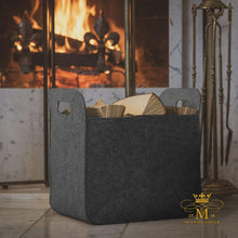 Carica l&#39;immagine nel visualizzatore di Gallery, Rubberneck Cesta portalegna e portaoggetti in Feltro, Forma Squadrata, Grigio - Ilgrandebazar