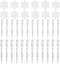Carica l&#39;immagine nel visualizzatore di Gallery, LEMESO 36 pz Decorazioni Albero di Natale Ghiaccioli Natalizi Fiocchi di Neve Goccia Coni Gelato Cristallo Pendenti Ciondoli Addobbi Trasparente in Plastica Ornamenti Con Fili da Appendere