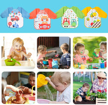 Carica l'immagine nel visualizzatore di Gallery, Vicloon Bavaglini con Maniche, 4 Pezzi Bavaglino a Manica Lunga Grembiule Pappa, Bavaglino Bambini Impermeabile per Dipingere, Giocare e Mangiare 6 Mesi a 3 Anni (Orso, Gufo, Auto, Ape Design)