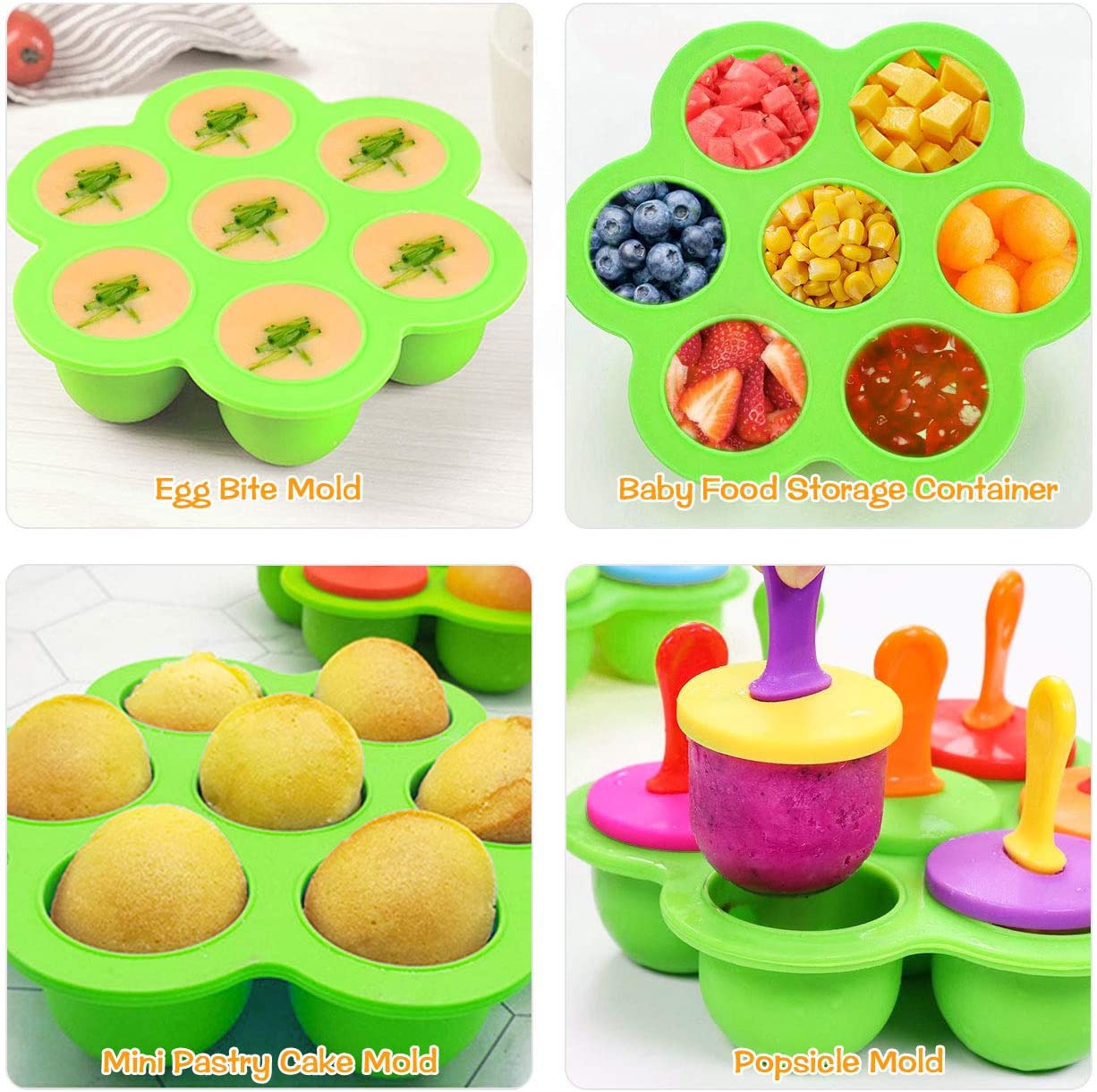 Stampo Per Ghiaccioli In Silicone - 7 Forme Con Bastoncini, Per Gelati Fatti In Casa E Yogurt - Foto 9